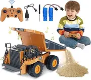 Remote Controlled Dumper for Children, 9 Channel RC Dumper Truck, Remote Controlled Construction Vehicle with Light and Sound, 1:20 Remote Controlled Dump Truck, Toy for Adults, Children, 4-12