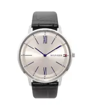 Tommy Hilfiger Men's 1710370 Analog Display Japanese Quartz Black Silver Watch