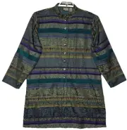 Chicos Jacket Jacquard Button Teal Purple Striped Lightweight NEW Size XL 16 18