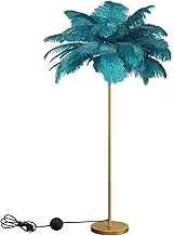 Ostrich Feather Floor Lamp, 160 cm Height, 3-Colour LED, Standing Decorative Light for Living Room Bedroom Office,Blue,Large