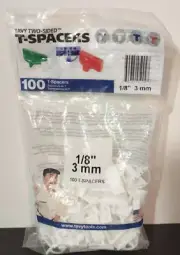 100 Tavy Two-Sided T Spacers Tile Flooring 1/8" 3mm White T-Spacers Grout Easy