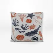 Rayell Kids Lounge/Bed Cushion Atlantic Sealife Natural Cream 45x45cm Home Decor