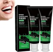 2 pcs Bamboo Charcoal Toothpaste,Black Charcoal Whiten Toothpaste,Activated Charcoal Deep Clean Toothpaste to Remove Tooth Stains Fresh Breath