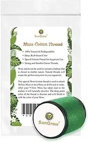 SunGrow Moss Cotton Thread, 20 Meters, Dark Green Color Similar to Willow Moss, Dissolves Eventually, Securely Attaches Floating Plants