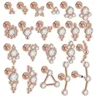 Rose Gold Cluster Helix Cartilage Lip Labret Bar Stud Earring Ear Piercing 16g