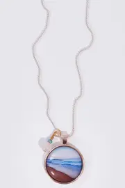 Bournda Pendant With Rose Quartz Bead Necklace--NES-RP-BOURNDA