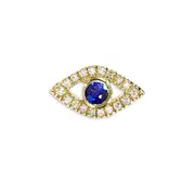 Meira T 14K Yellow Gold Blue Sapphire & Diamond Evil Eye Single Stud Earring