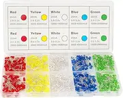 [DiCUNO] 450pcs 5mm Light Emitting Diodes LED Lamp Assorted Diffused Kit Box 5 Colors Red/Yellow/White/Blue/Green Kit Box (5 Colors x 90pcs)