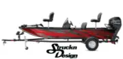 Foggy Clouded Gray Light Red Tech Line Fish Bass Boat Black Decal Wrap USA Vinyl
