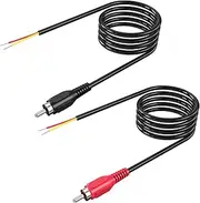 RCA to Speaker Wire, 18AWG 2 Pack 6ft RCA Male Plug Adapter to Bare Cable Open End, UIInosoo Audio Cable, Red and Black