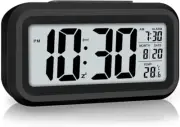 Digital Alarm Clock, Alarm Clock for Bedroom with Smart Night Light, Indoor Temp