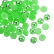 300pcs Flatback Pearls 8mm ABS Plastic Half Round Dome Pearls, Green