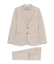 Long Sleeve Blazer and Belt Loop Pants Set IT48 Nude