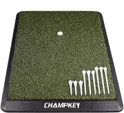 Synthetic Turf Golf Hitting Mat with Heavy Duty Rubber Base, 1 Rubber Tee & 9 Te