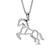 Natural Diamond Accent Stallion Horse Pendant in Sterling Silver