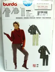 Burda Sewing Pattern 8015 Vintage Trouser Suit multisize 36-48, moresize 10-22