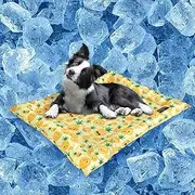 Dog Cooling Mat, Gel Non-Toxic Summer Pad for Dogs and Cats, Waterproof Self-Cooling Pads for Kennel/Sofa/Bed/Floor/Car Seats, Yellow, 116x76 CM