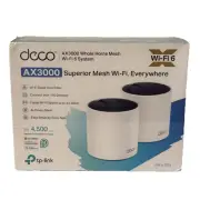 TP-Link Deco AX3000 WiFi 6 Mesh System, 4500 Sq.Ft, 3000 Mbps 2-Pack New SEALED!