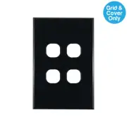 Connected Switchgear GEO 4 Gang Grid Plate Black | PB4B-L
