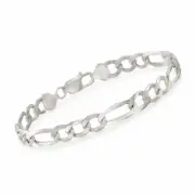 Mens Solid Royal Figaro Link Bracelet or Chain Necklace Real 925 Sterling Silver