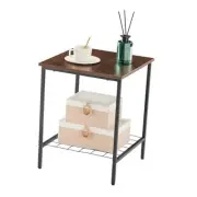 End Table with Shelves 16 Inch Square 2-Tier Coffee Tea Wooden Beside