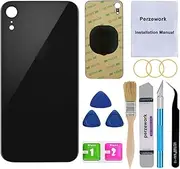 Perzework OEM Rear Back Glass Replacement for iPhone XR 6.1 inches with Reparing Toolkit and Pre-Installed Adhesive (Black)