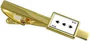 [Select Gifts] Spades Playing Card number 3 Gold-tone Tie Clip Engraved Message Box