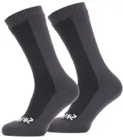 Sealskinz Waterproof Cold Weather Mid Length Socks - Black / Grey - X-Large