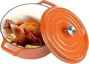 [Miereirl] 6.5 QT Enameled Dutch Oven Pot with Lid, Cast Iron Dutch Oven with Dual Handles for Bread Baking, Cooking, Non-stick Enamel Coated Cookware (Orange)