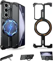 [NIFBANG] Aluminium Case for Samsung Galaxy Z Fold 5 Case with MMMag, 360° Metal Magnetic Stand, Frameless Military Standard Protection, Magnetic Mobile Phone Case, Shockproof Protective Case for Galaxy