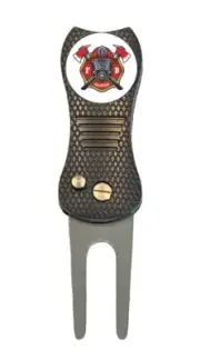 Volunteer Fire Department Fireman Golf Ball Marker w/ Switchblade Divot Tool