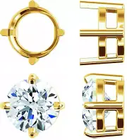 14K Solid Yellow Gold Slide Pendant Setting Round Solitaire Mounting 4mm-12mm