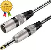 XLR Male to 1/4 Inch TRS Cable 30 FT, Nylong Braided XLR 3 Pin Male to Quarter