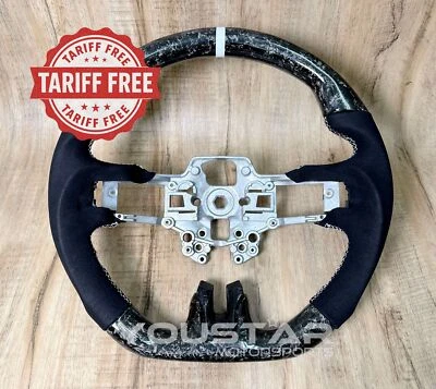 TARIFF FREE for Ford Mustang 18-23 FORGED CARBON Steering Wheel Alcantara White (for: Ford)