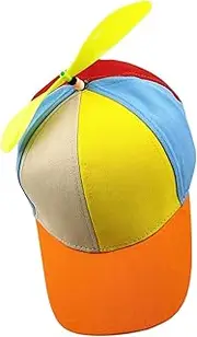 Colaxi Kids Propeller Hat Helicopter Caps Colorful Unique Gift Idea Comfortable Party Favors Rainbow Top Hat Baseball Cap for Costume Camping Boys, Orange Brim