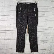 Rag & Bone Womens Simone Ankle Pants Sz 6 Black Leopard Print Zip Pockets