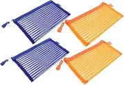 KICHOUSE Visible Zipper Pouch File Holder Pcs Mesh Zier Pouch for Pen Eraser Document