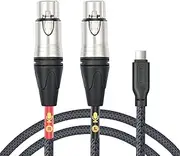 HUALEU 3.3Feet Stereo Dual XLR Female to USB C Microphone Cable for iPhone 15 iPad Laptop