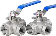 3-Way Ball Valve Stainless， 1PCS 316L Stainless Steel T-Port/L-Port 3-Way 1/4" 3/8" 1/2" 3/4" 1" 1-1/4" 1-1/2" 2" Internal Thread Three-Way Valve(L Type,DN40)