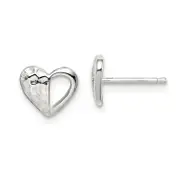 Sterling Silver Hammered Heart Post Earrings