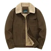 Men's Winter Jacket Corduroy Jacket Winter Coat Sherpa Dailywear Casual Windproof Warm Classic Style Fall Winter Solid Color Vintage Retro Regular khaki Army G