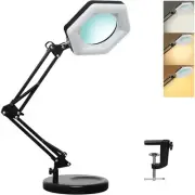Magnifying Glass with Light and Stand, Dimmable LED Magnifier Desk Lamp with ...