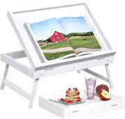 Bed Tray Table Breakfast Food Tray with Folding Legs Serving Tray for Computer L