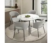 Peruzzi Sivo 5pc Dining Table Set | Premium Modern Dining Table Marble Style Top and Grey Dining Chairs