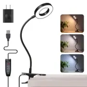 Desk Lamp Clip on Light with Adapter, 48 LED Reading Lamp with USB Charging P...