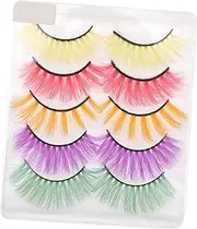 TOVINANNA 5 Pairs Colored False Eyelashes Long Fake Lash Pink Fake Eyelashes Colored Eyelash Extensions False Lash Fake Lashes Natural Glitter Lashes Costumes Eyelashes Imitation