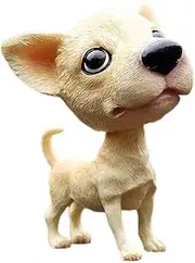 Resin Bobbing Head Dog Figurine Car Dashboard Decor Bobblehead Puppy Play Figurines for Home Office Desk Decoration Ornaments (Chihuahua)