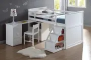 79 X 42 X 47 White Loft Bed With Chest And Swivel Deskladder