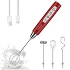 Milk Frother Handheld with 3 Heads Coffee Whisk Foam Mixer with USB Rechargea...