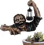 4 Pcs Zombie Sculpture - Halloween Lantern Decorations,Halloween Decorations Zombie Statue with Lantern, Horror Garden Sculpture Decor M/b